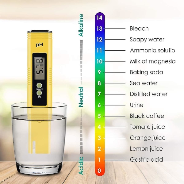 Digitaalinen pH-mittari, pH-mittari 0,01 Ph:n korkean tarkkuuden vedenlaadun testeri, 0-14 pH-mittausalue kotitalouksien juoma-, uima-allas- ja akvaarioveteen P