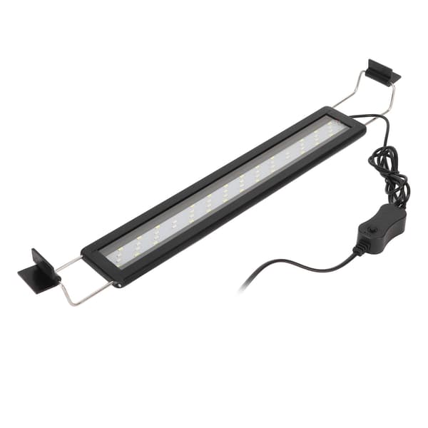 LED Aquarium Light 4 Rows Splash-Proof Ultra-Thin Fish Tank LED Color Changing Light with Extendable Brackets Black EU Plug 220V