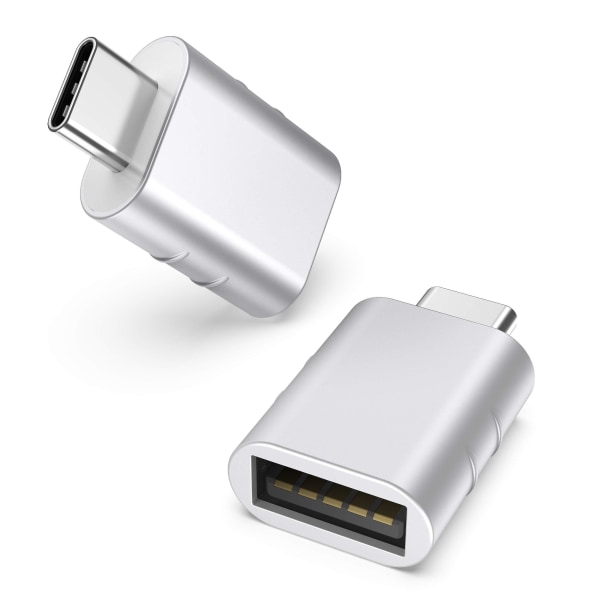 Adapterpaket av typ C till USB med 2 kompatibelt med enheter av typ C Silvery