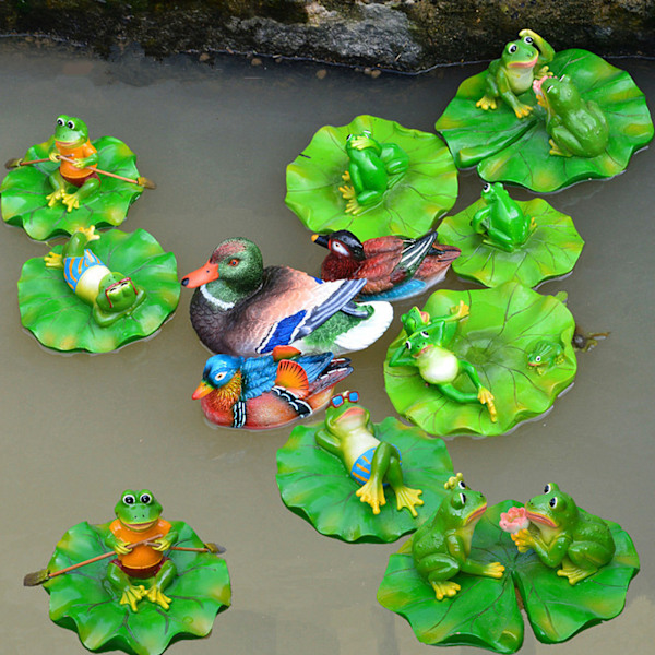 Flydende Blad Dekoration Harpiks Kunstige Blade Statue Ornament til Pool Springvand Akvarium Vand