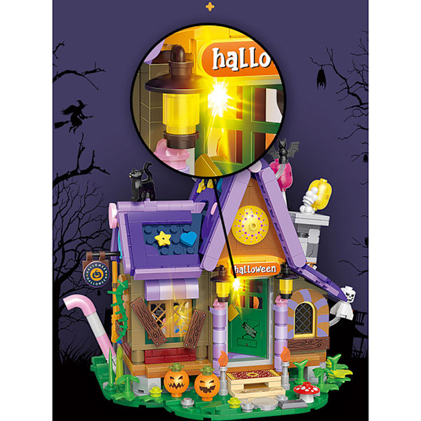 Mini House Building Kit Rolig pedagogisk mini tegel Halloween leksaker för pojkar Flickor