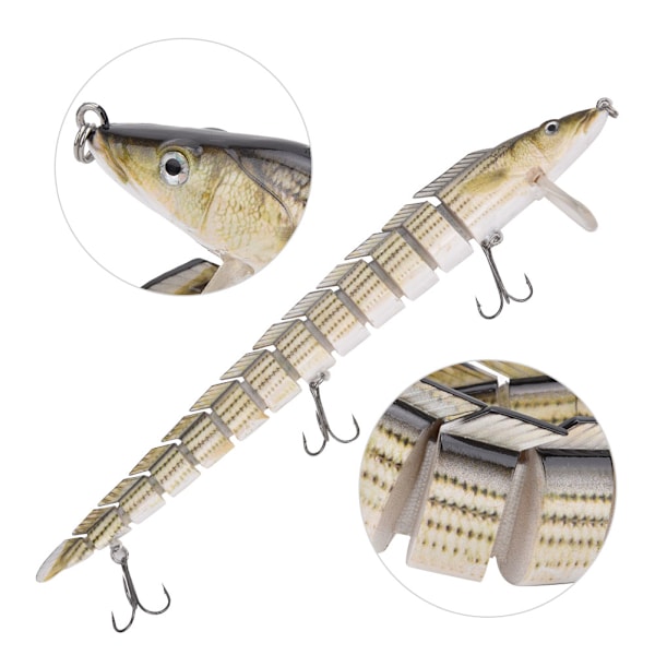 Hård Swimbait Crankbait Fiskebete med Flera Segment, Fiskeutrustning, Treble Hook(B)