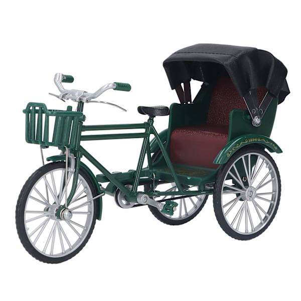 Rickshaw Modell Retro Design Dekorativ Interessant Legering 3 Hjul Rickshaw Skrivebords Ornament for Dekorasjon Grønn