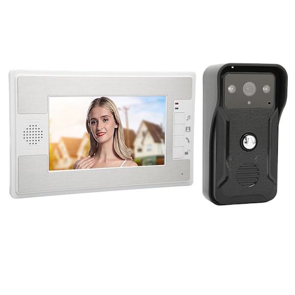 Videodørtelefon Dørklokke 7-tommer farve TFT LCD Nattesyn Video Intercom Monitor til Hjemmesikkerhed 100‑240V UK-stik