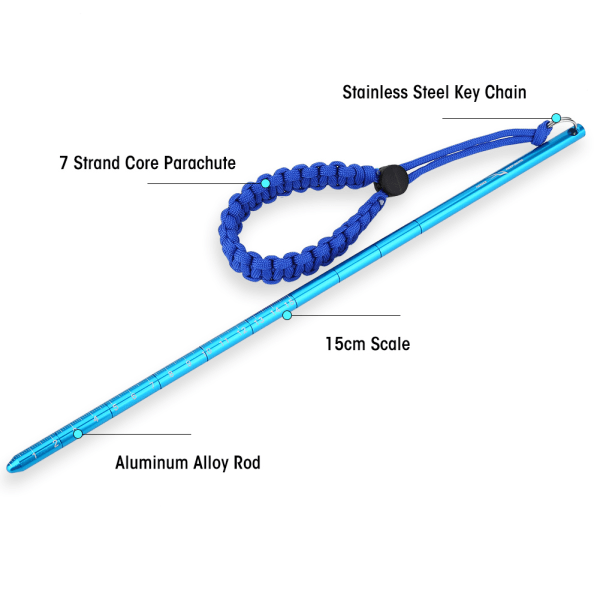 FORTSÄTT DYKNING Scuba Diving Noise Maker Stick Rod Pointer med fallskärmslina (Royal Blue)