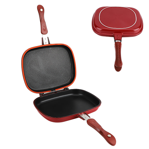 28 cm punainen neliömäinen kaksisuuntainen paistinpannu NonStick-pannu grillikeittiölle