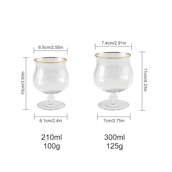Retro drikkeglaskop Varmebestandig Elegant dessertkop til is 300 ml Kapacitet Gylden