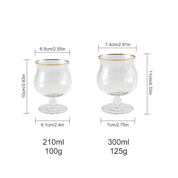 Retro drikkeglasskopp Varmebestandig Elegant dessertkopp for is 300 ml Kapasitet Gullfarget