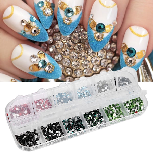 12 Grids Nail Art Strass DIY Nageldekoration Makeup Glitter Beads Manicure Tool6#