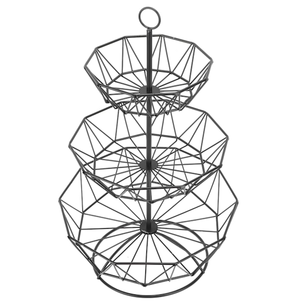Smijern 3-etasjes fruktfat Svart Enkel å montere Desserter Godteribuffetfat for familiemiddag Bursdagsfest Bryllup Hexagon