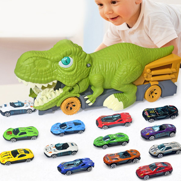 Dinosaur Truck Lekebiler for barn Stor Dinosaur Truck Dinosaur Transport Truck Lekesett Trekkbil Bursdagsgaver for gutter Jenter