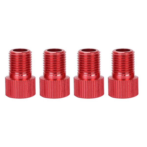 4 stk. Cykel Luftpump Adapter til Presta til Schrader Konverter (rød)