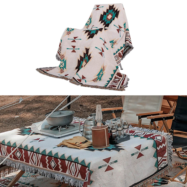 Campingbordsduk Etnisk stil Mjuk bomull Retromönster Hudvänlig picknickduk för utomhusresetält Typ A 3,0x3,0ft