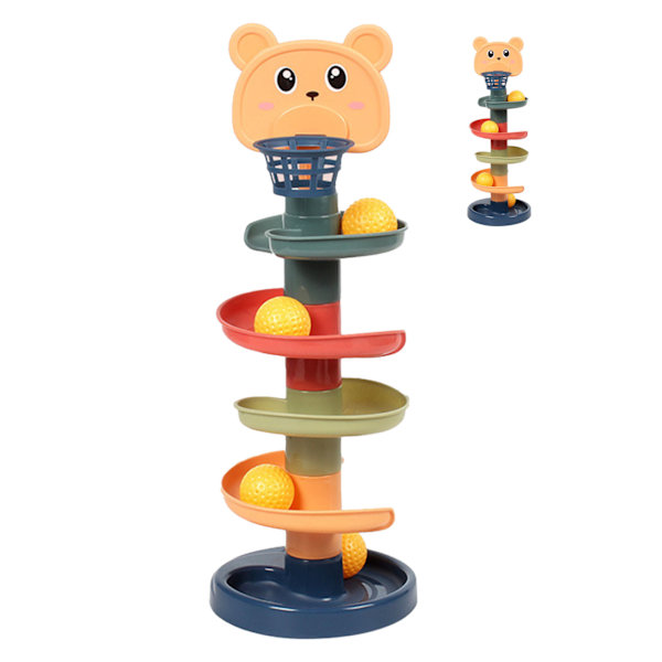 Ball Tower Interactive Educational Funny Ljusa Färger Ball Drop and Roll Tower för småbarn 5 lager med 5 golfar gratis storlek