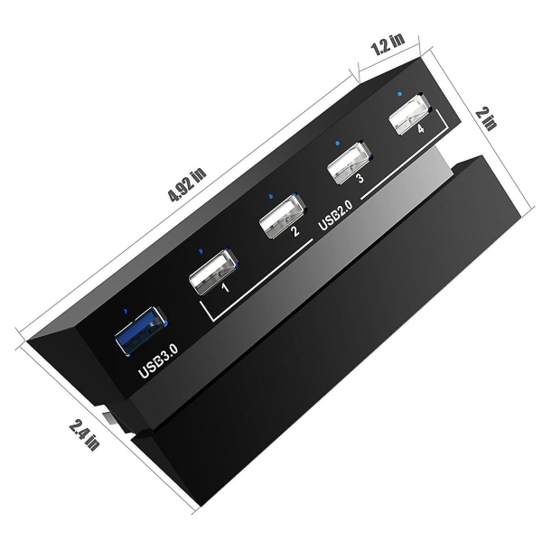 Usb Hub 5-ports utvidelsesadapter med LED-indikator, for Ps4