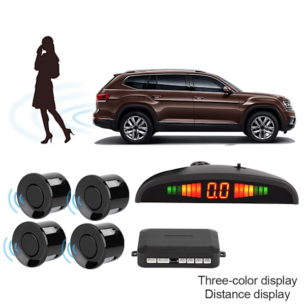 4 Parkeringssensorer Buzzer Bil Bakkelygter Bagud Radar LED System Lydalarm Universal