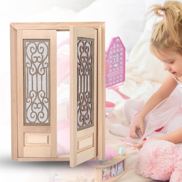 DIY 1: 12 dockhus miniatyrer ihåliga trädörr set barn rolig leksak presentdekor