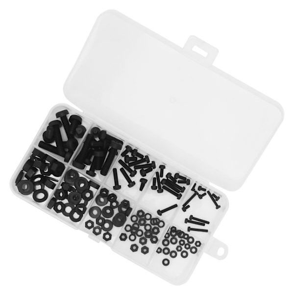 150 stk sort nylon skruvesæt isoleret elektronisk komponent forbrugsdel M2 M2.5 M3 M4 M5