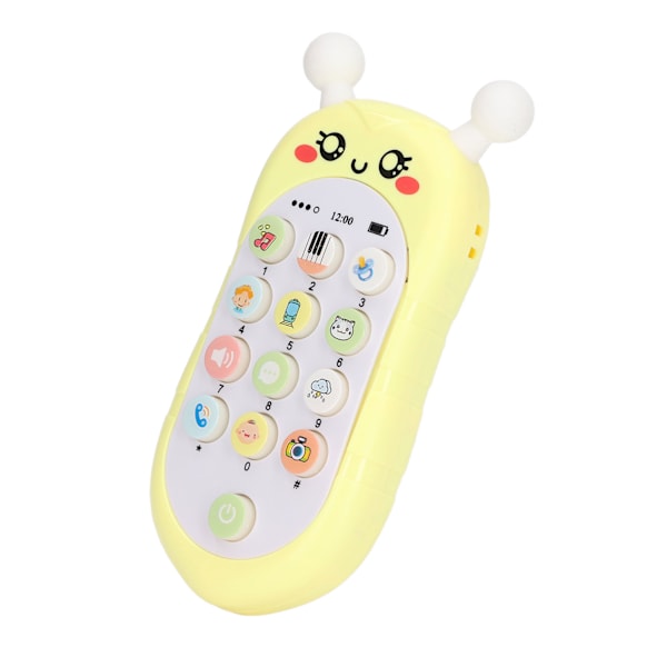 Baby Phone Leksak Multifunktion Honeybee Style Aid Sovmusik Batteridriven Baby Mobiltelefon för tidig utbildning Spel Gul med snodd