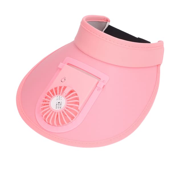Ventilator Solhat med Justerbar 3-trins USB-opladning Solskyddsventilator Solhat til Sommer Rosa