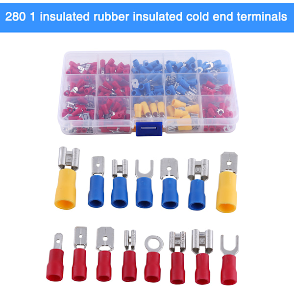 280 stk elektriske assorterede isolerede tråd Crimp terminaler Connector Case Kit Set