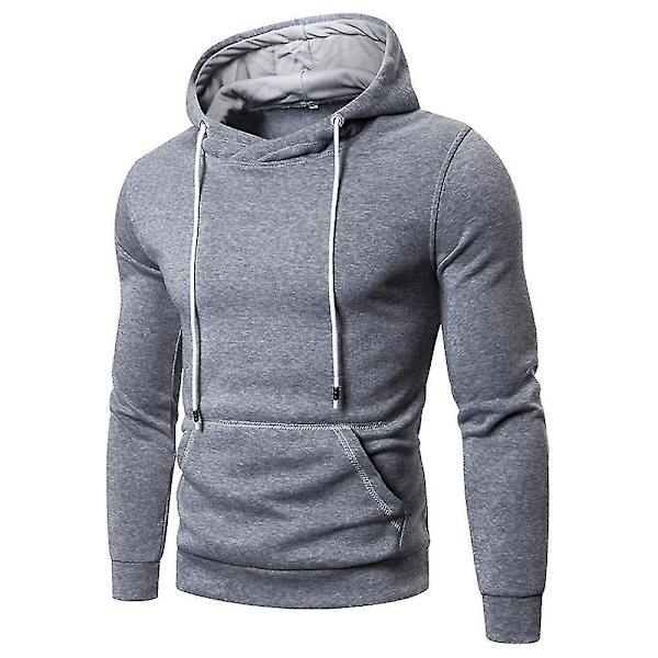 Grå Herr Hoodie Pullover Sweatshirt Träningsdräkt Topp XL