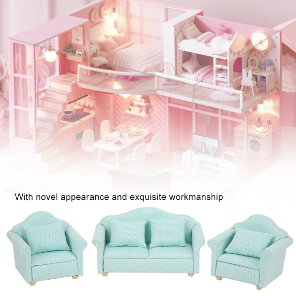 3 stk 1:12 Mini Dukkehustrukket Sofa Pute Sett Tilbehør Rommøbler ToyMatcha Farge
