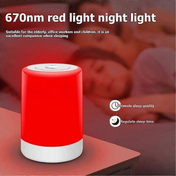 Rød lysterapi søvnlamp, 670nm rød nattlampe, berøringskontroll søvnhjelp sollys lampe