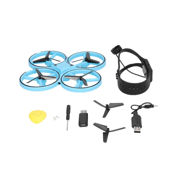 RC Mini Drone Gravity Sensor LED Lys Quadcopter Barnleke med Dobbel Fjernkontroll KlokkeBlå