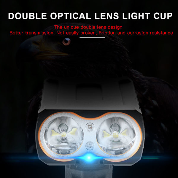 2000lm LED sykkellys USB sykkellys Oppladbar lampe lommelykt for sykling