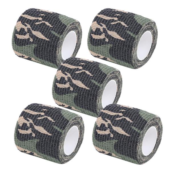 (5 stk sæt) Selvklæbende non-woven udendørs stræktape Jagtkamouflagebånd (Woodland Camouflage)