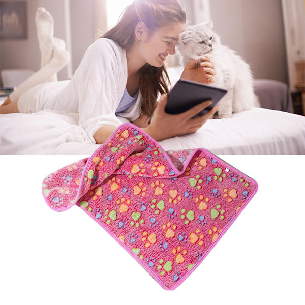 Hundtäcke Söta klotryck på rosa termisk mjukfiber Bekväm kattsömnfilt för husfamilj inomhusklotryck på rosa S(7,9x7,9in)