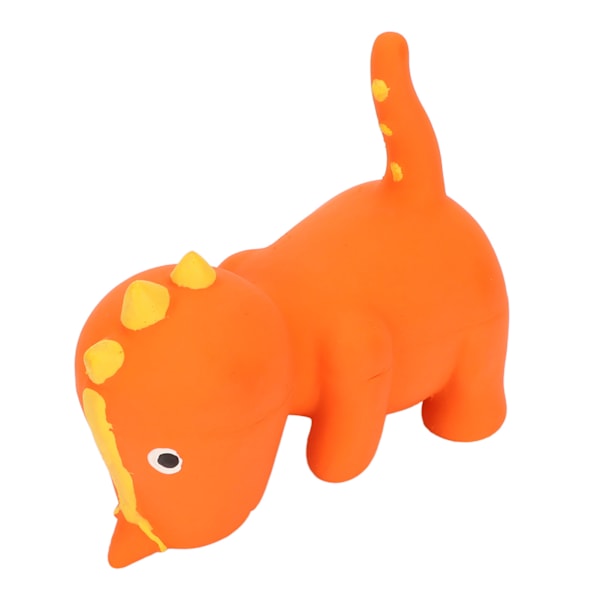 Latex Pipande Dinosaurie Hundleksak Söt tecknad Smaklig Bettålig Lindra ångest Interaktiv Piperande Djur Hundleksak Orange Ceratopsian