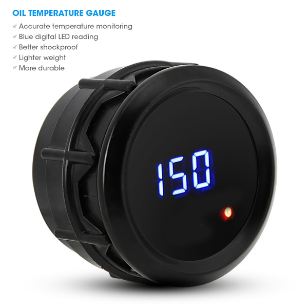 52 mm olietermometer med sensor 40~150 ℃ blå LED digital display temperaturmåler
