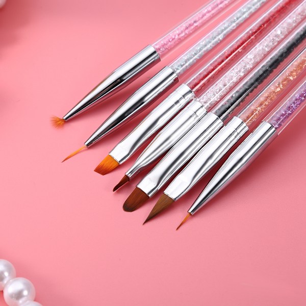 7 stk Nail Art Penselsett Neglemaling UV Gel Polish Extension Carving Liner Blomst Ritstift
