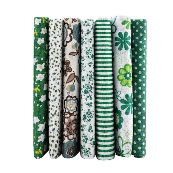 7 st 25*25 cm Bomullstyg DIY Assorted Squares Pre Cut Sängkläder Kit Quarters Bunt Mörkgrönt