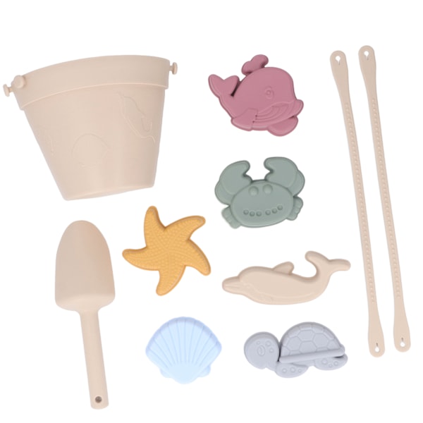 Silikon Beach Bucket Toy Set Interactive Lättvikt Portable Kids Beach Toys Set för Summer Beige