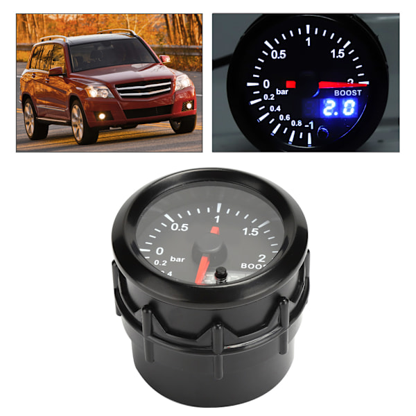 2-tums Turbotryckförstärkningsmätare för bil 2Bar 12V Färgdisplay Universal Modifierade delar