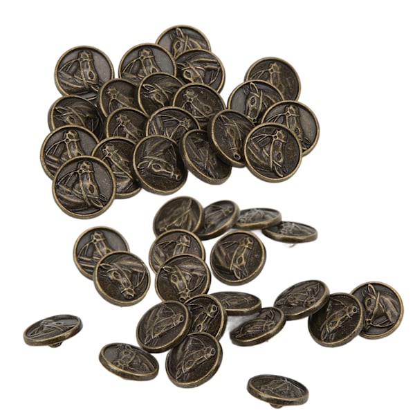 Knapper DIY Antikk Bronse Rund Gravert Hestehode Sink Legering Knapp Dekorasjon
