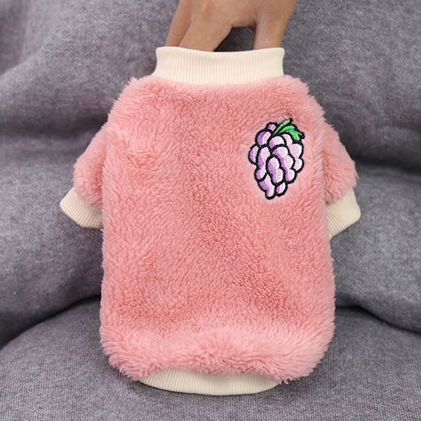 Plysch för valp Kläder Varma Bekväm Hudvänlig Elastisk Rund Hals 2 Ben Hund Plysch Kläder för Husdjursmaterial Rosa Grape M