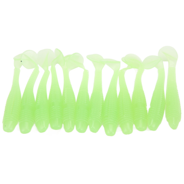 12 stk 70 mm/2,9 g T-hale blødt agn PVC paddel hale kunstigt blødt agn fiskeri LureLuminous