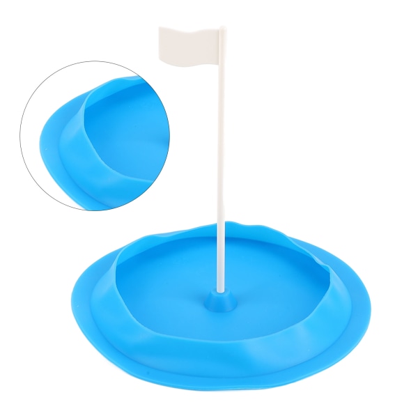 Golf Putting Hul Kop Silikone Øvre Kant Golf Treningsverktøy med Plastflagg for Innendørs Utendørs Blå
