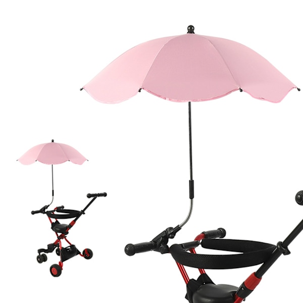 Barnvagn Paraply UV-skydd 360 grader Justerbar Automatisk Vattentät Bärbar Barnvagn Solskydd Rosa