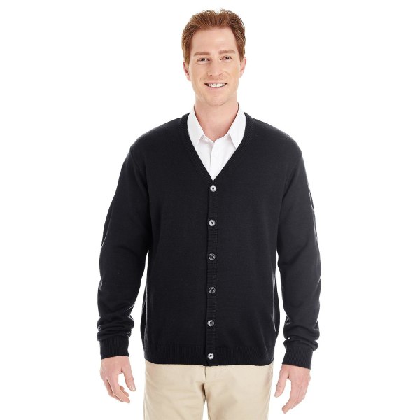 Harriton mænds Pilbloc V-hals cardigan sweater med knap Black 4XL