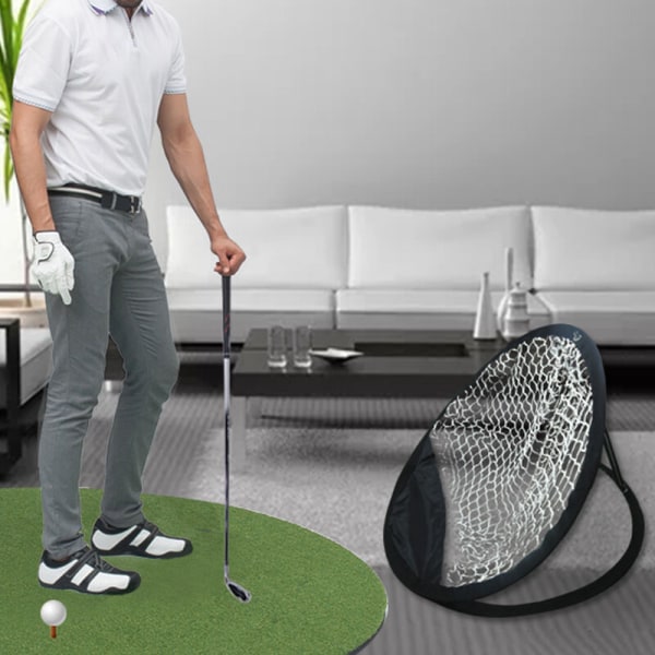 Chipping golftreningsnett for innendørs eller utendørs trening - Effektiv golfswinghjelp, modell: Svart