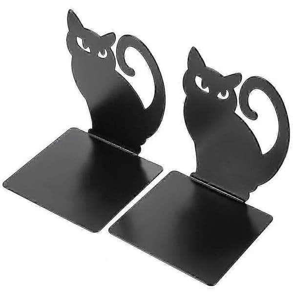 Kattformade bokstöd i järn, 2-delade bokhållare i metall