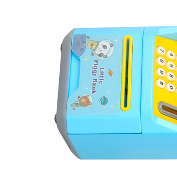 Mini Bank ATM Maskine Simulering Ansigtsgenkendelse ATM Maskine Penge Opbevaring Bank Pedagogiske Legetøj Blå