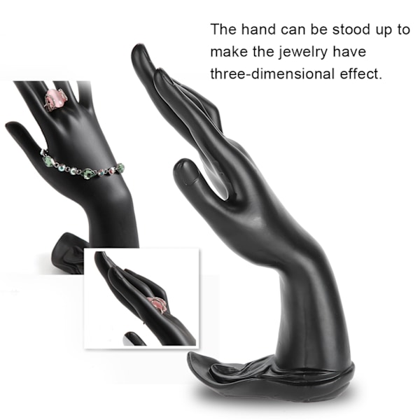Harpiks Mannequin Hånd Finger Smykker Ring Armbånd Display Holder Stativ (Harpiks Sort)