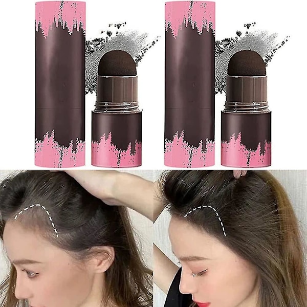 Hårskugga Puder Stick, 2st Root Touch Up Hårpuder, Svart Vattentät Långvarig