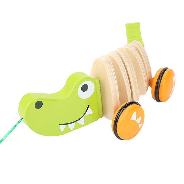 Småbarn Barn Krokodil Trärep Leksak Walk A Long Pull Toy